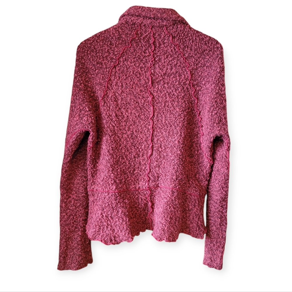 Vintage 90s Y2K Fairycore Whimsigoth Knit Cardigan Velvet Leaf Appliqué S/M - Picture 2 of 12